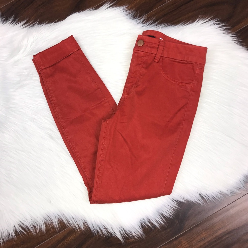 J Brand Anja Burnt Red/Orange Ankle Cuffed Pants